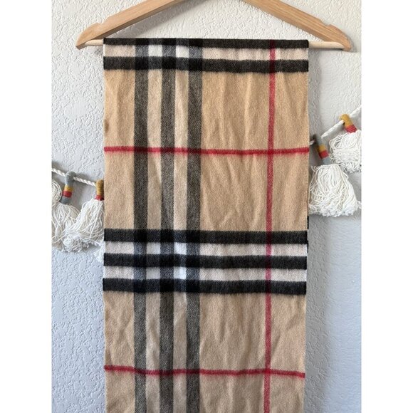 Burberry Fringed Checkered 100% Cashmere Scarf Unisex Designer Classic Timeless - Picture 5 of 7
